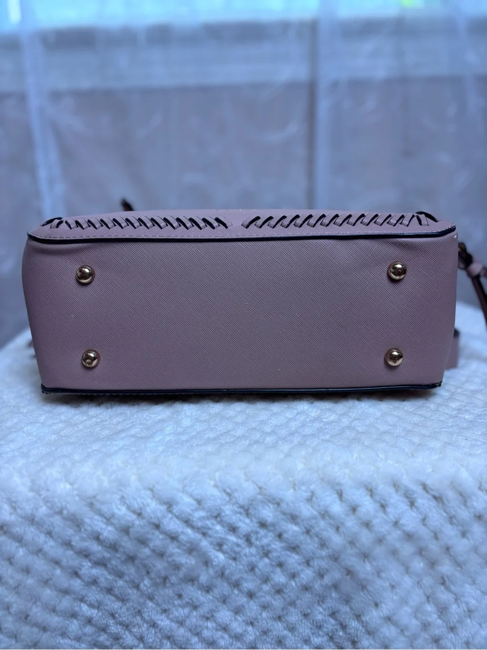 Cal Pak Kaya Faux Leather Lap Top Back Pack in Blush Color Gold Tone Hardware